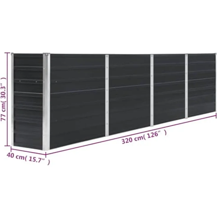 vidaXL Hochbeet 320 x 40 x 77 cm Verzinkter Stahl Anthrazit – Bild 4