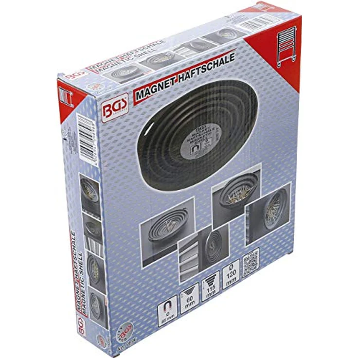 BGS 9896, Faltbare Magnet-Haftschale, Ø 120/220 mm, hohe Ausführung, starker Magnet, tief, platzsparend verstaut – Bild 4