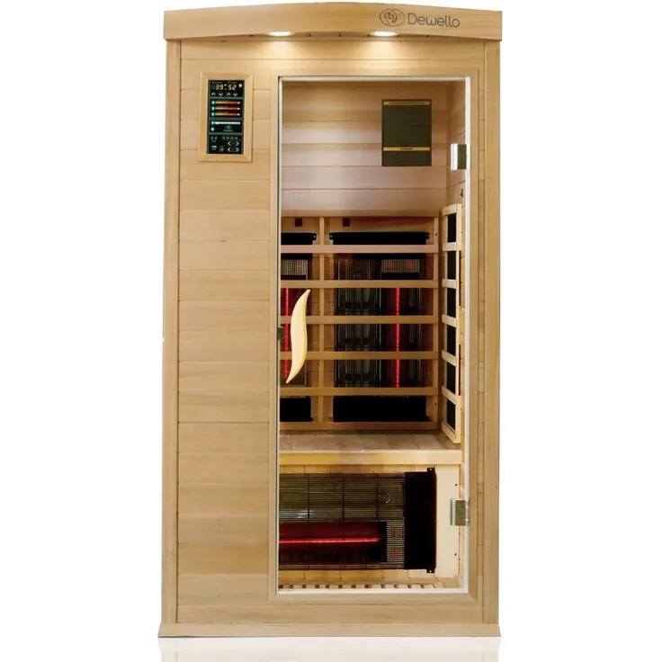 Dewello Infrarotkabine PIERSON PRO 100 Wärmekabine, 3 DUO-Vollspektrumstrahler, Farblichttherapie, Ionisator, Ozondesinfektion und Aromatherapie, BxTxH: 100 x 100 x 190 cm, (Multimedia, USB-Anschluss & Bluetooth möglich)