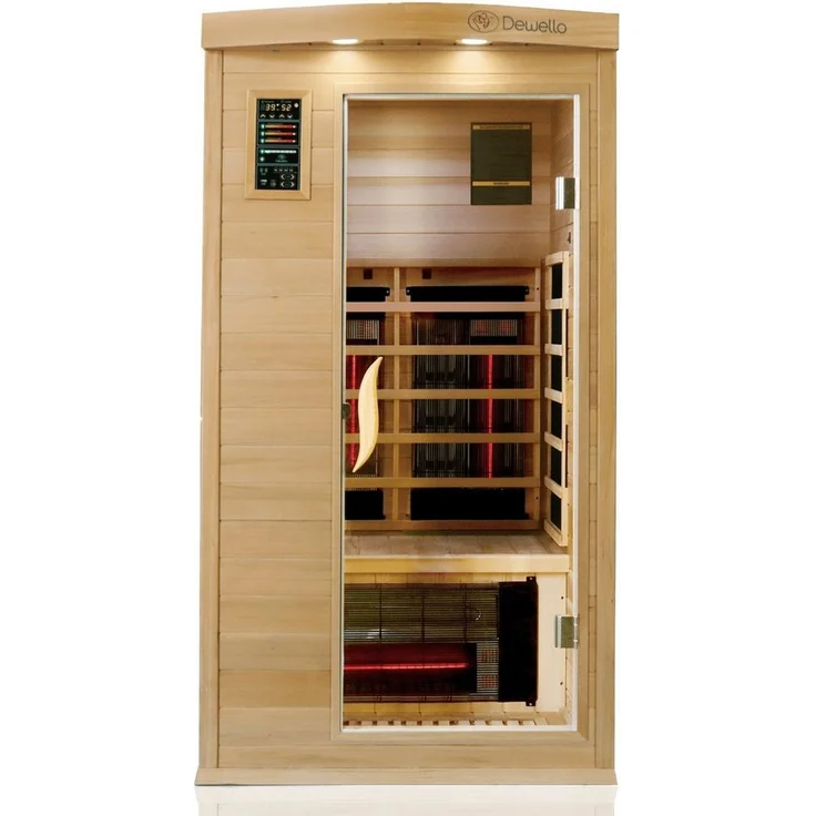 Dewello Infrarotkabine PIERSON PRO 100 Wärmekabine, 3 DUO-Vollspektrumstrahler, Farblichttherapie, Ionisator, Ozondesinfektion und Aromatherapie, BxTxH: 100 x 100 x 190 cm, (Multimedia, USB-Anschluss & Bluetooth möglich) – Bild 1