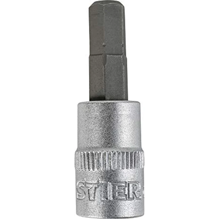 STIER Innensechskant-Bit-Steckschlüsseleinsatz 1/4'', SW 4 mm, langlebig aus Chrom-Vanadium-Stahl, matte Ausführung, Innenvierkantantrieb nach DIN 3120 – Bild 1