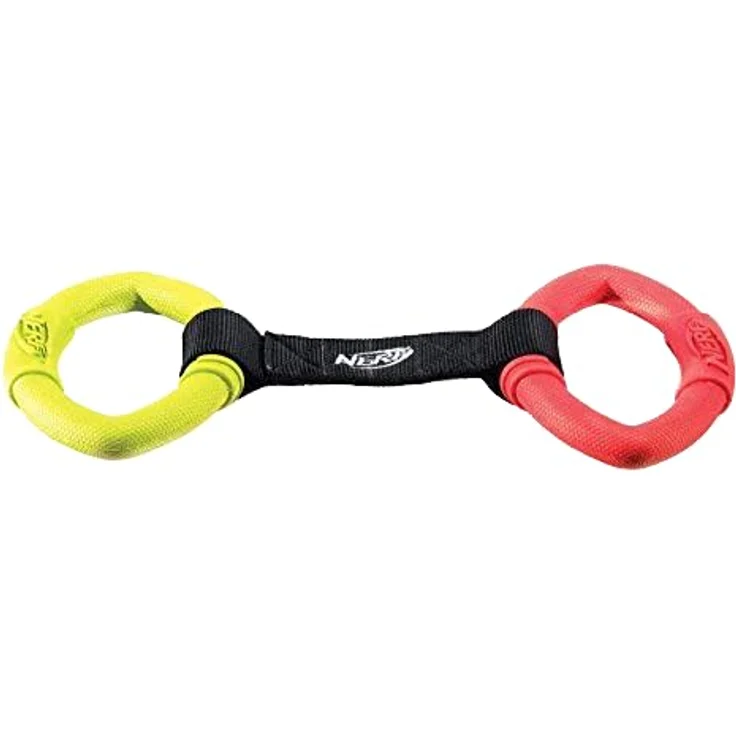 Nerf Dog 2 Ring Strap Tug, mehrfarbiges Ziehspielzeug für Hunde, hochwertiges Tierspielzeug von Hasbro – Bild 4