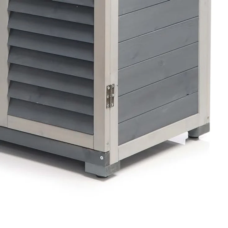 Wiltec Gartentisch mit Unterschrank und Arbeitsplatte, grau, Pflanztisch mit Schutzleisten für Gartenarbeiten, Holzschrank Werkzeugschrank Arbeitstisch für Garten – Bild 7