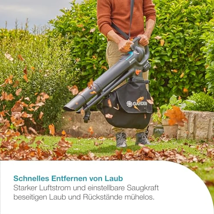 Gardena Akku-Laubsauger/-Bläser PowerJetCollect 18V P4A, kabelloses Multifunktionswerkzeug mit Saug- und Blasfunktion, inkl. Schultergurt und PowerBoost-Modus, Metall-Laufrad, 360-Grad-Rad, P4A Ready-To-Use Set – Bild 7