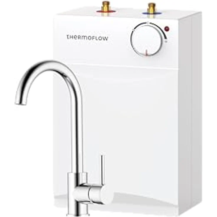 Thermoflow UT 5 Ovalis Untertischspeicher, 5 l Warmwasserboiler mit Niederdruckarmatur, G 3/8" Anschluss, 35-75 °C, Erwärmung auf 65 °C in 10 min, energieeffizient – Bild 4