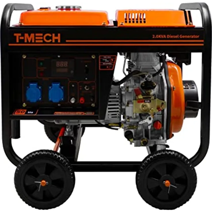 2kVA Diesel Stromerzeuger Offen Generator Stromaggregat Notstromaggregat 230V 3.8kW 5 in 1 Digitale Anzeige Einphasig Manuell WS GS Ausgang Pulverbeschichtet 12,5L Kraftstoff Kap. Werkzeug & Trichter