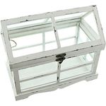 FRANK FLECHTWAREN Gewächshaus Shabby, Dekoratives Gewächshaus aus Holz, ideal für Balkone und Terrassen, weiß