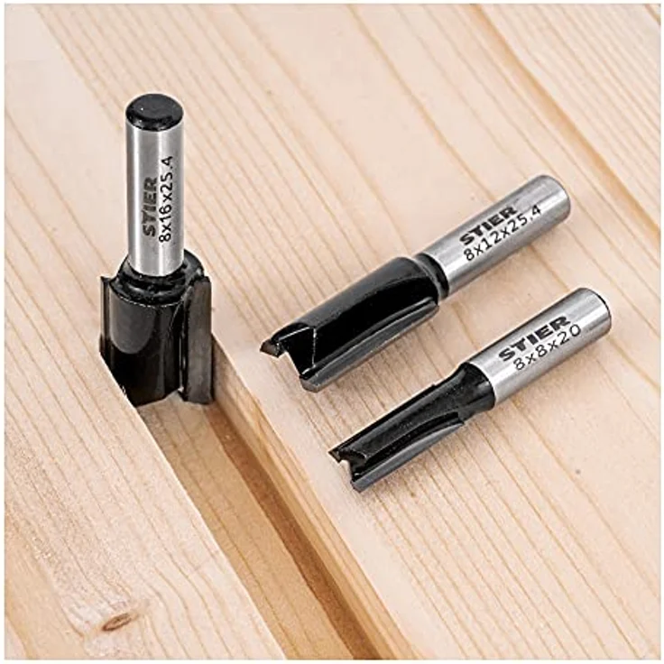 STIER Nutfräser HM (HW), Durchmesser 12 mm, Schaft 8 mm, Hartmetall, für Oberfräse, Nutfräse, präzise Verbindungen, geeignet für Handoberfräsen, STIER - Massivhölzer, MDF-Platten, Kunststoffe – Bild 3