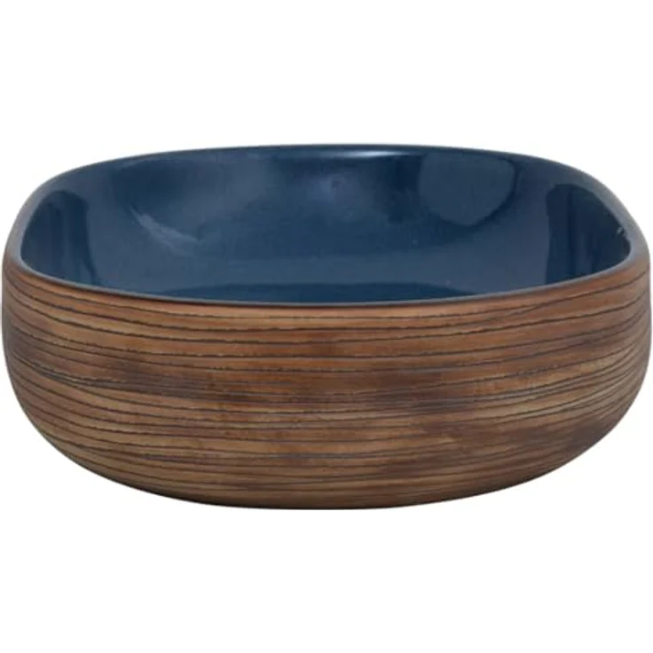 vidaXL Aufsatzwaschbecken, Oval Waschbecken mit Muster, Handgefertigt Waschtisch Waschschale für Badezimmer, Handwaschbecken Spülbecken, Braun Blau 59x40x14 cm Keramik – Bild 5