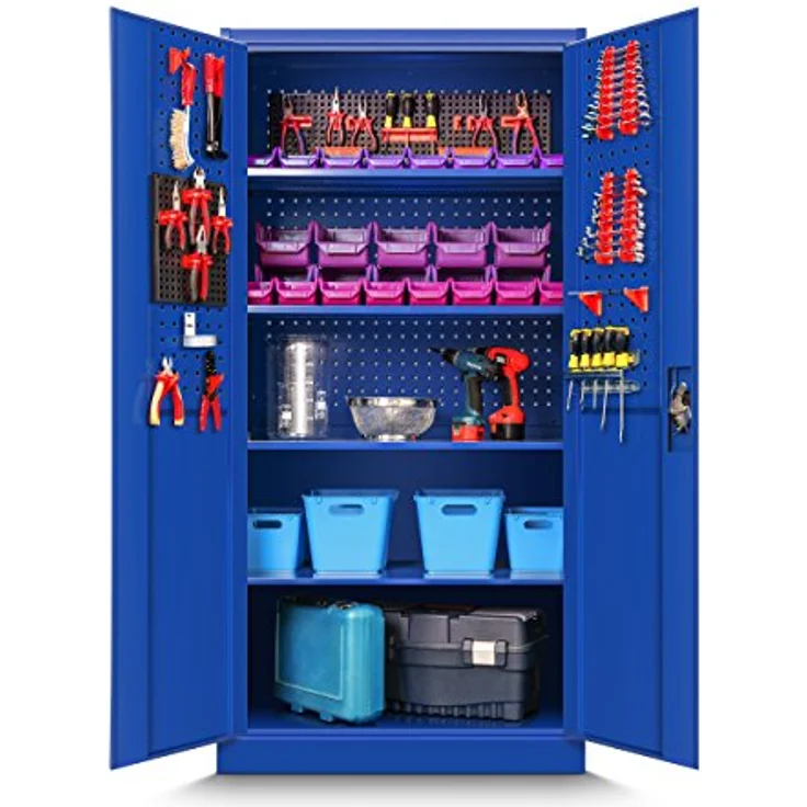 Jan Nowak Werkzeugschrank Bruno, Metall mit 5 Regalböden, 185 cm hoch, blau – Bild 1