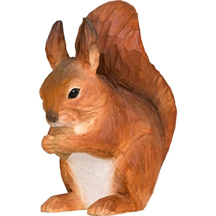 WILDLIFEGARDEN Wildlife Garden WG5942 Rotes Eichhörnchen, handgeschnitzte Dekofigur aus Lindenholz, 6,9 x 13,6 x 14 cm, von Hand bemalt mit ungiftigen Farben – Bild 1