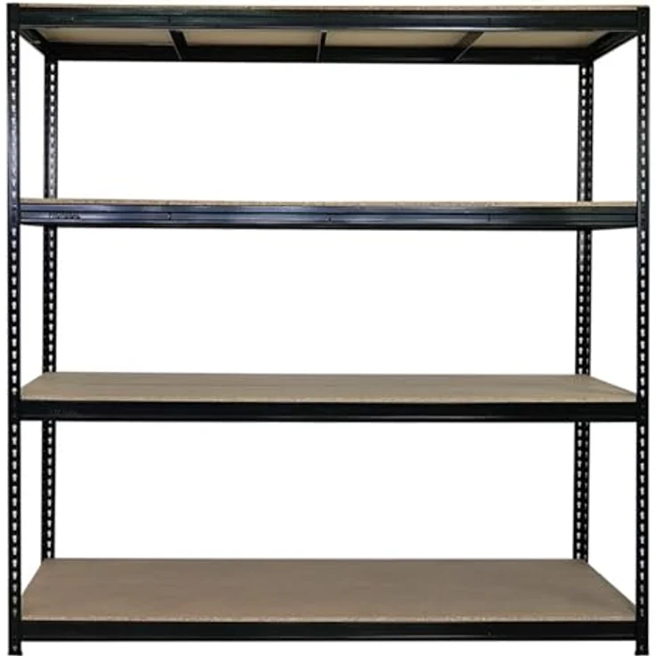 Proregal Schwerlastregal BISON, Traglast 600 kg pro Boden, 4 Fachböden, 200 x 200 x 60 cm, schwarz – Bild 7