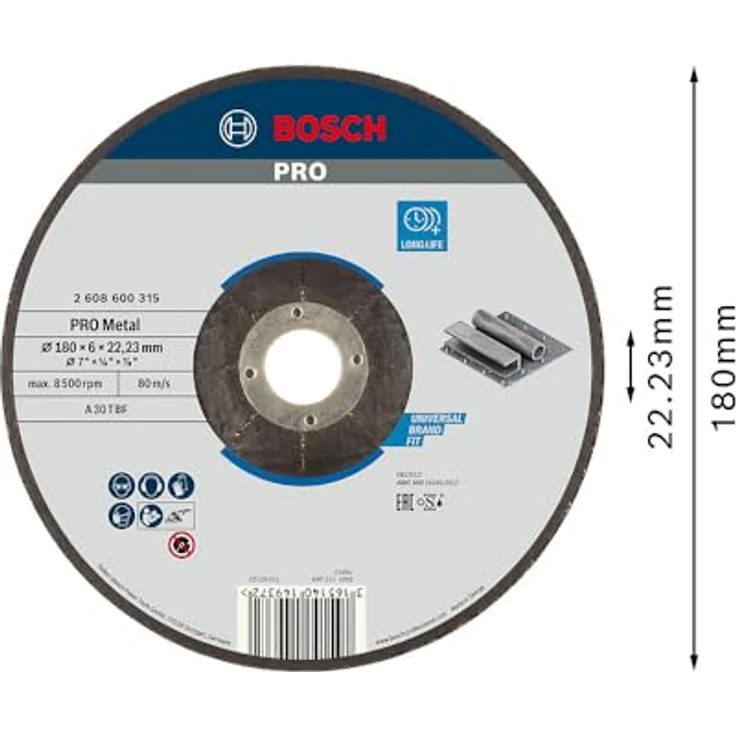 Bosch Professional 2608600315 Schleifzubehör Schruppsch.180 x 6 mm F.Stahl – Bild 4