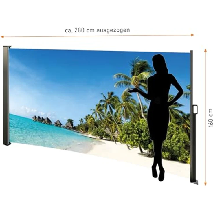 Westerholt Seitenmarkise ausziehbar rechts, 160 cm hoch, Seitenrollo mit Fotodruck Südsee – Bild 4