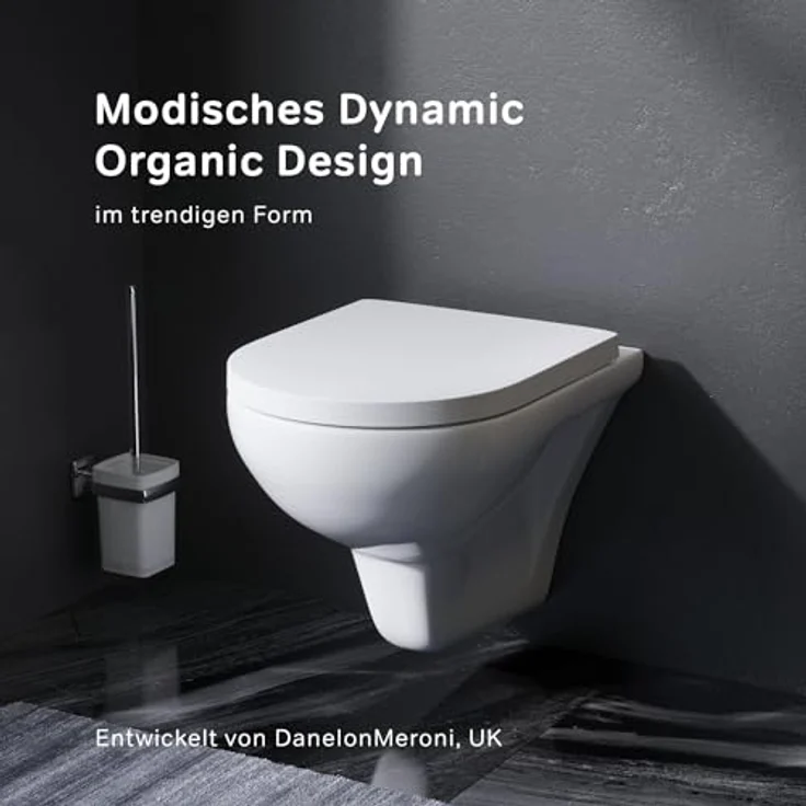 Spülrandloses Wand-Hänge-WC inkl. WC-Sitz mit Soft-Close-Absenkautomatik - Wand-WC Hängend ohne Spülrand, Hänge-Toilette Spülrandlos aus Keramik - AM.PM CTA1700SC Hit FlashClean, Weiß – Bild 2