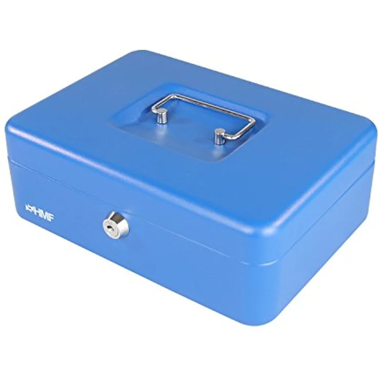 HMF 10125-05 Geldkassette, nahtlos gezogenes Stahlblech, Sicherheitszylinderschloss, blau - Preisvergleich – Bild 3