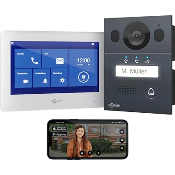 Goliath Intercom Goliath Basic Line 2-Draht Video-Türsprechanlage, FullHD mit App-Anbindung, Weiß/Anthrazit, erweiterbar – Bild 1