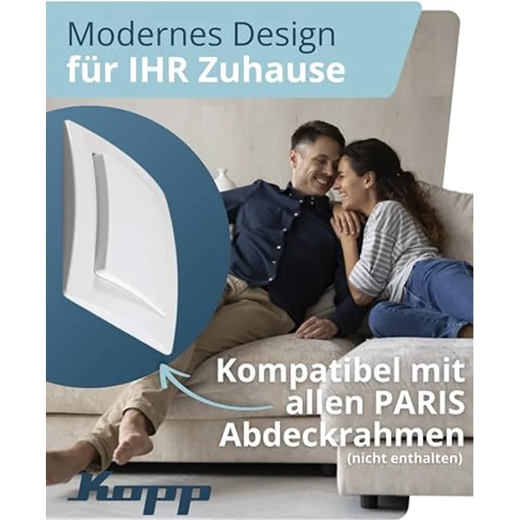Kopp PARIS Taster Arktis-Weiß, IP20 Unterputz-Taster für Klingel & Türöffner, 10AX Schaltvermögen, Lichtschalter 250V~ – Bild 3