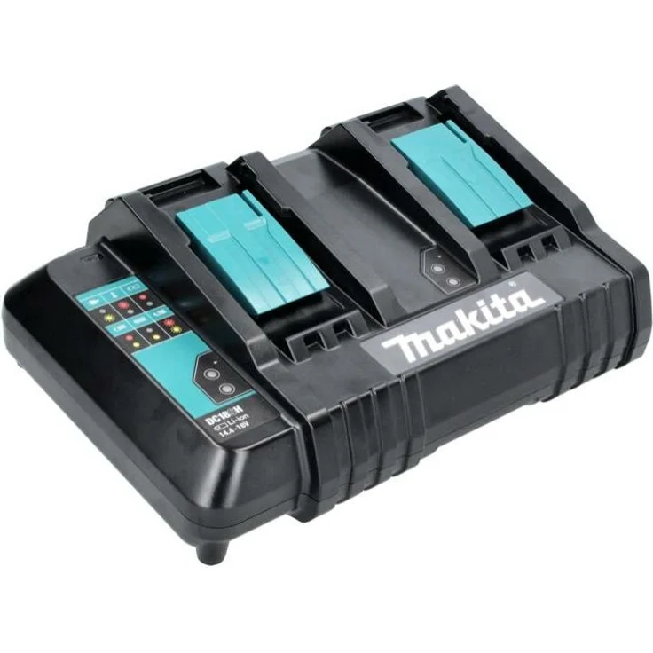 Makita DC18SH Doppelladegerät, gleichzeitiges Aufladen von 14,4 V oder 18 V Akkus der LXT-Serie, 2 m Kabellänge – Bild 3