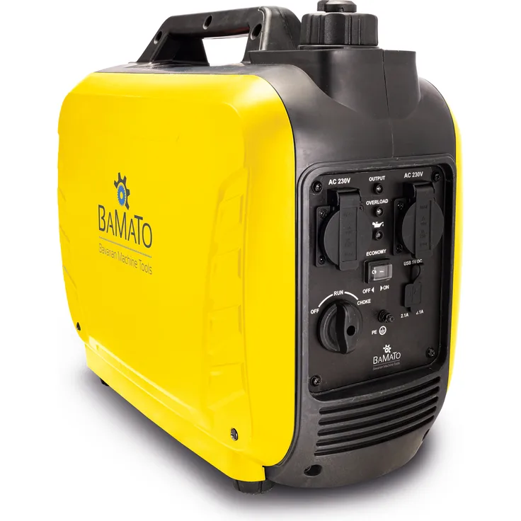 BAMATO Inverter Stromerzeuger BGE-2000I 1-phasig 230 V Inverter Dauerleistung 1600 W Seilzugstart 1,27 l/h bei Volllast 19 kg
