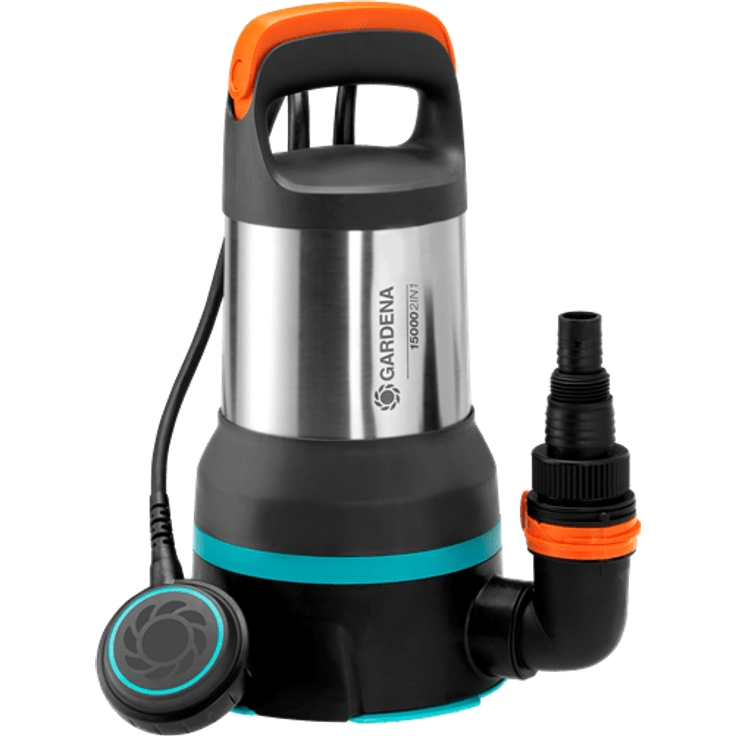 Gardena Klarwasser Tauchpumpe 15000 Schmutzwasserpumpe 550 Watt 15.000 l/h Entwässerung max. Förderhöhe 7 m max. Förderdruck 0,7 bar max. Wassertemperatur 35 °C IP Schutzart IPX8