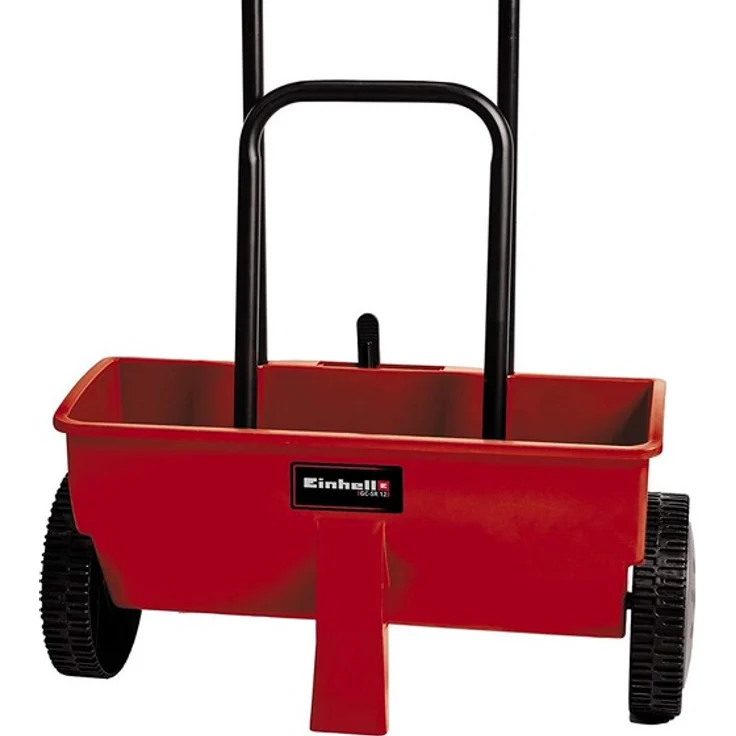 Einhell Streuwagen GC-SR 12 (12 l, 45 cm Streubreite, Doppelschubbügel, beidseitiger Schnappverschluss, Stellhebel, korrosionsfeste Walze, Gehäuse aus bruchfestem Kunststoff) – Bild 2