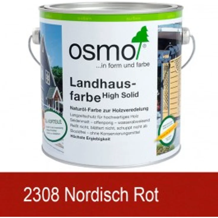 Osmo Landhausfarbe 2,5 l, nordisch rot – Bild 3