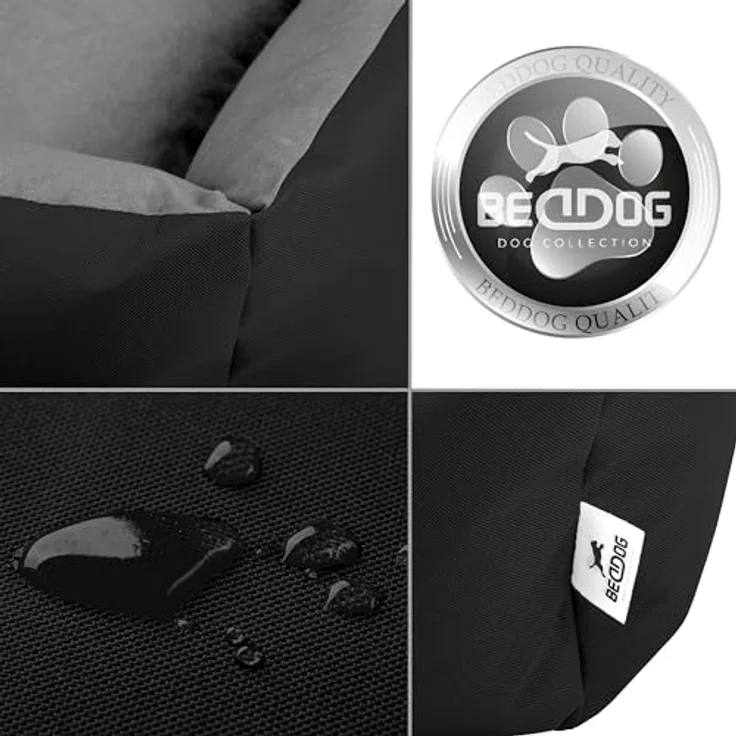 BedDog Hundebett LUPI, Hundekissen mit abziehbaren waschbaren Bezug, Hundekorb, Hundesofa, für kleine Hunde, S, schwarz-grau – Bild 5