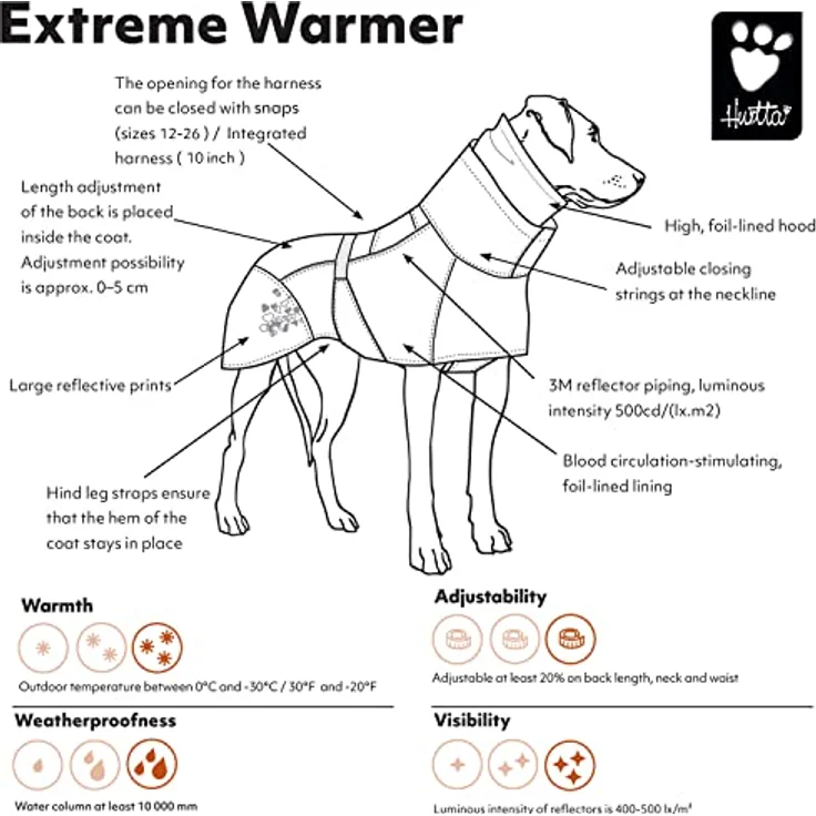 Hurtta Extreme Warmer, Hundemantel, Winterjacke für Hunde, Cinnamon-Orange, 40 cm – Bild 2