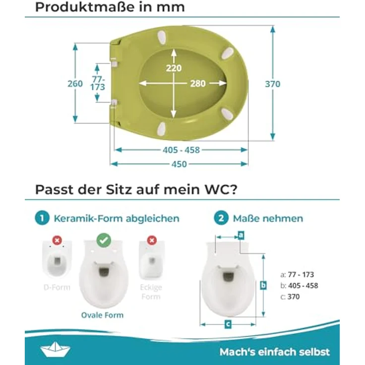 Calmwaters WC Sitz Premium 26LP6228, Oliv-Moosgrün mit Absenkautomatik, antibakteriell, abnehmbar, Duroplast, 250 kg Tragkraft – Bild 7