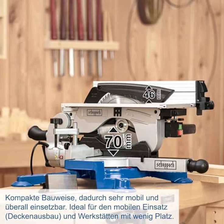 Scheppach Kappsäge HM100T (Tischkreissäge mit 1800 Watt, Sägeblatt-254mm, Schnittbreite 110mm, Schnitthöhe 70mm, sägeblatt mit 60 Zähnen) – Bild 10