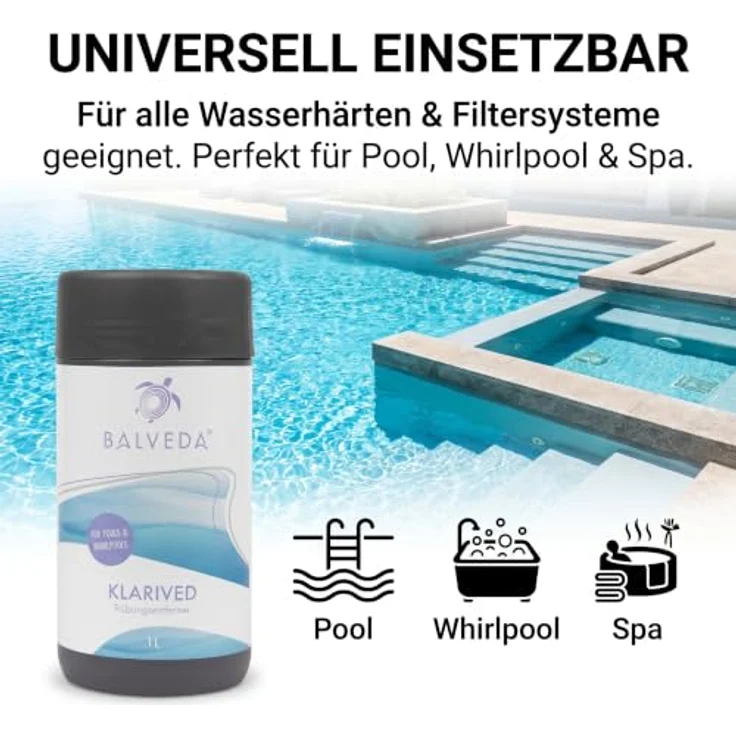 BALVEDA KLARIVED Trübungsentferner, pH-neutrales Mittel zur Langzeitbehandlung für kristallklares Wasser, 3x 1 L – Bild 8