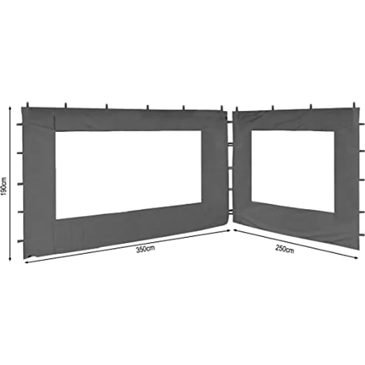 Quick Star Pavillonseitenteil Nizza, 250x190 cm, graues Polyester mit PE-Fenster, für Antik Pavillon 3x4 Meter – Bild 2