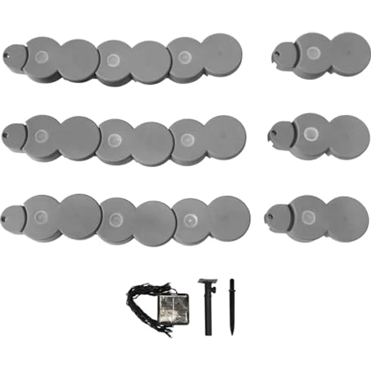 HTI-Living Beetumrandung Nessa 952 cm grau, Set mit 60 Modulen und 5 Solar-Lichterketten – Bild 1