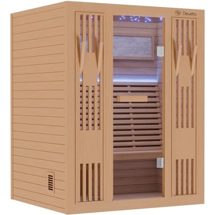 Dewello Sauna MINTO 150x130 Finnische Sauna, 3 Personen, Saunaofen Harvia 4,5KW, BxTxH: 150 x 130 x 190 cm – Bild 4