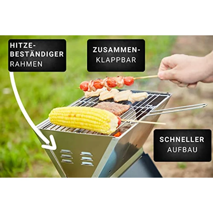 Steinborg Klappgrill | Laptopgrill | Campinggrill | Blitzschneller Aufbau | Hitzebeständiger Rahmen | Große Lüftungsschlitze | Holzkohlegrill | Kohlegrill | Geringes Gewicht | Geeignet für Holzkohle – Bild 2