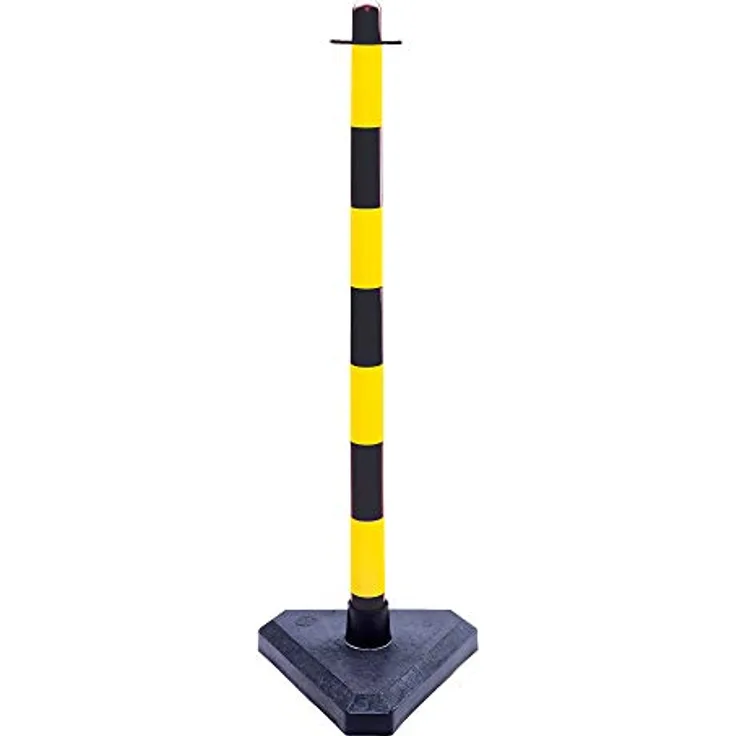Moravia GUARDA Leichter Ketten-Warnständer-Set, 6 Ständer mit 10m roter/weißer Kette, tiefem Schwerpunkt und wählbaren Fußplatten