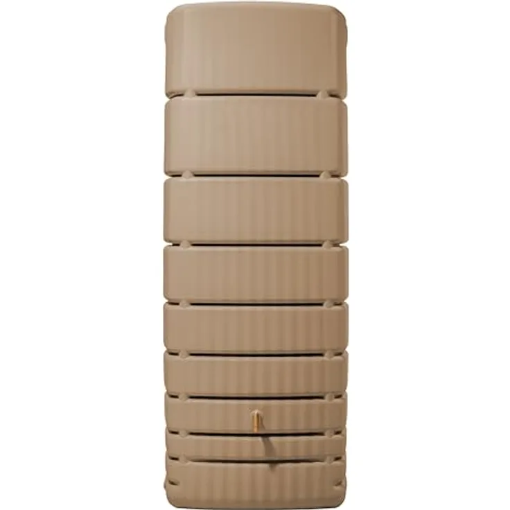 4rain Slim Wandtank Regentonne 650 Liter Taupe - Platzsparend, Umweltfreundlich, Langlebig, Vielseitige Anschlüsse - Regenfass für Garten