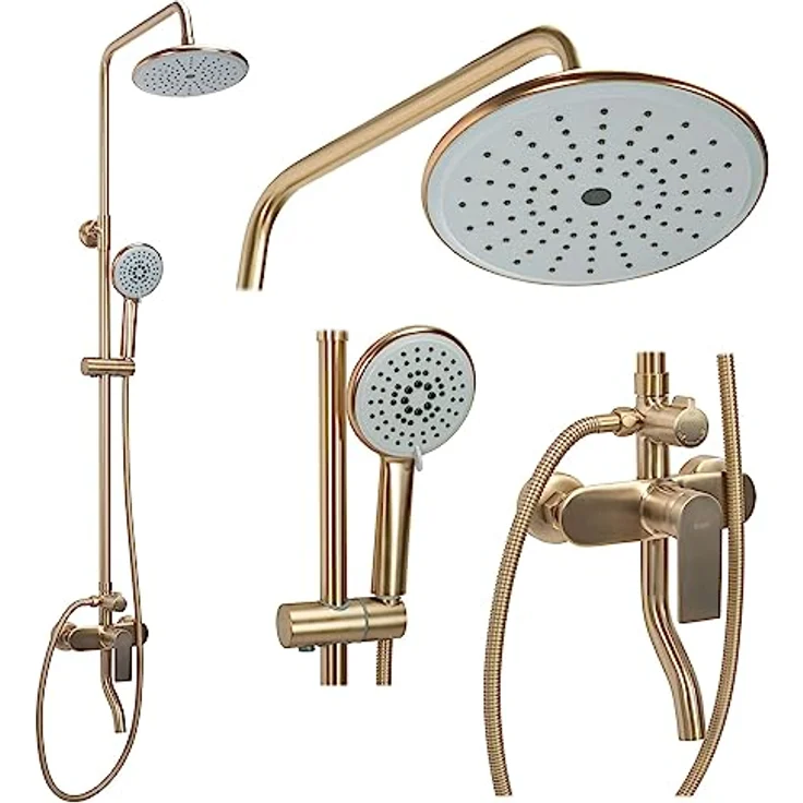 wohnwerk.idee VERSO Duscharmatur Duschsystem Regendusche in Gold Matt Schwarz, hochwertig und korrosionsbeständig – Bild 1