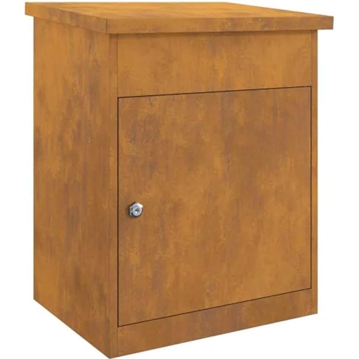 vidaXL Briefkasten Paketdrop-Box, rostig, 47,5 x 38 x 59 cm, wetterfest aus Stahl, abschließbar, moderne Außenlagerung – Bild 1