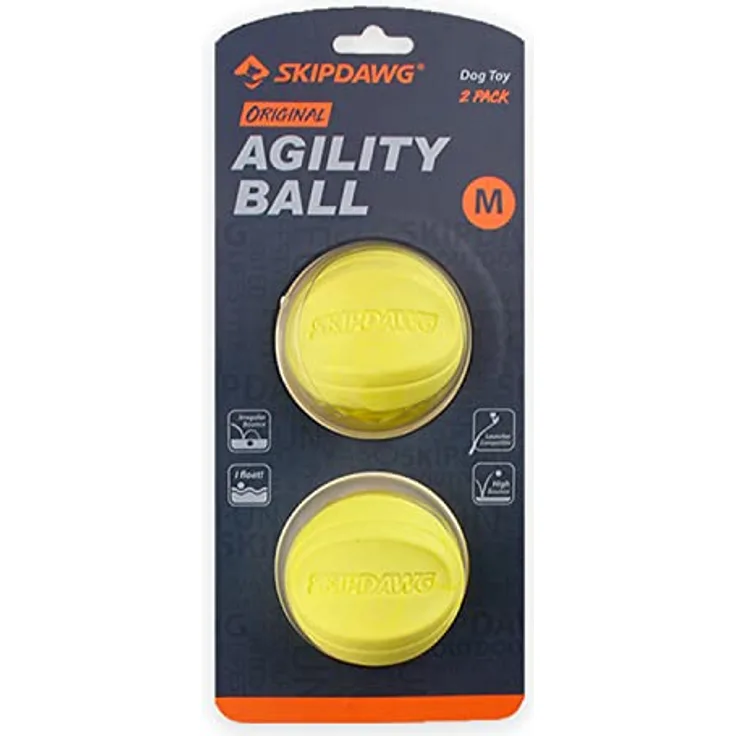 SKIPDAWG Hunde-Ball Agility Ball aus TPR robust, springt gut, sehr gut für Ballschleuder [2er Set]