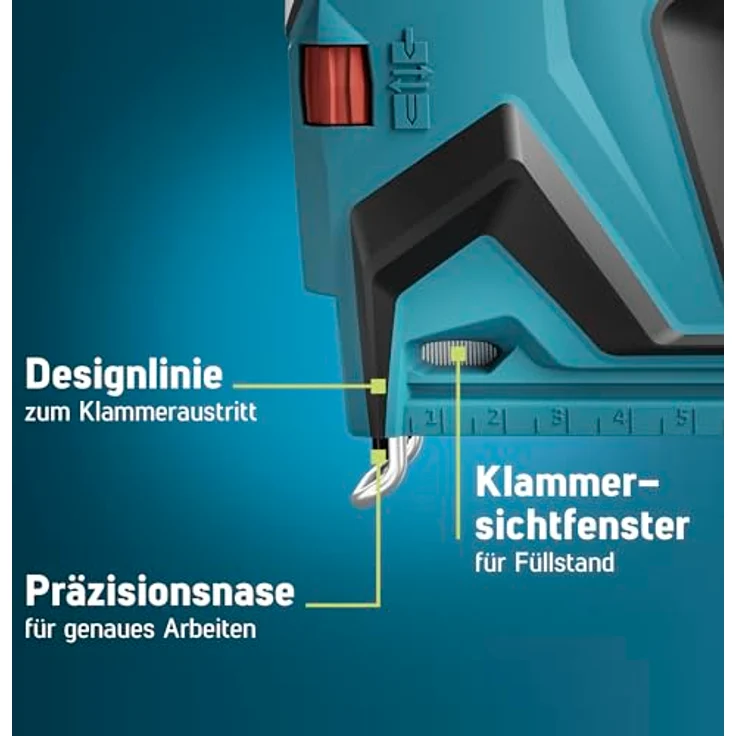 Novus Tools J-550 Akkutacker, kabellos, für Klammern Typ 37/53, Klammernlänge 6-14mm, inkl. Akku, mit Serienschussfunktion – Bild 3