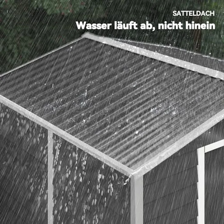 Outsunny Gerätehaus 4,4 m² mit Pultdach, abschließbarer Schiebetür und wetterfestem verzinktem Stahl, dunkelgrau – Bild 11