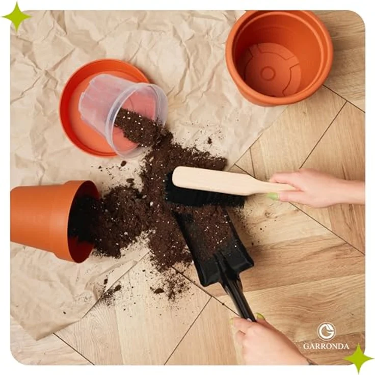 Garronda GD-0011, Handbesen 2er Pack mit kurzem Holzgriff und synthetischen Borsten, schwarz, ideal für Frühjahrsputz und Gartenreinigung – Bild 5