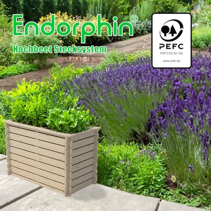 Endorphin Hochbeet Hochbeet Stecksystem, aus 100% PEFC-zertifiziertem Kiefernholz, Naturfarben – Bild 6