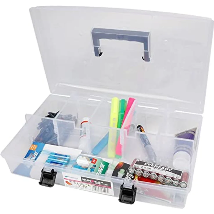 Sortimentsbox Kleinteilemagazin Sortierkasten Ergonomischer Griff Klemmverschlüsse Transparent 359 x 238 x 85mm – Bild 2