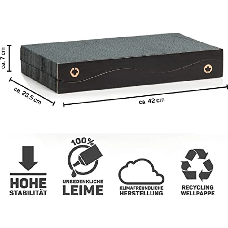 CanadianCat Company | Kratzblock aus Zwei Kratzwellen | 2 in 1 Katzen Kratzpappe | ca. 42 x 23,5 x 7 cm | schwarz – Bild 2