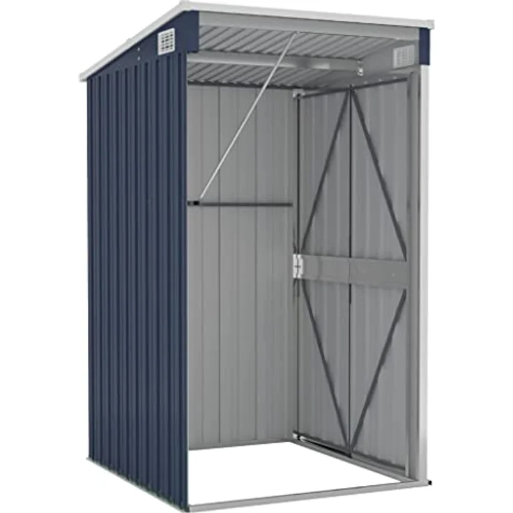 vidaXL Anbauschuppen Anthrazit 118x100x178 cm Verzinkter Stahl, Double Doors, Lockable Plastic Handle, Low Maintenance – Bild 7