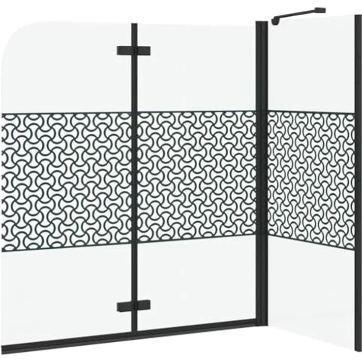 vidaXL Duschwand Geometrisch Schwarz, Sicherheitsglas, 120 x 67 x 129 cm, faltbar und verstellbar – Bild 4