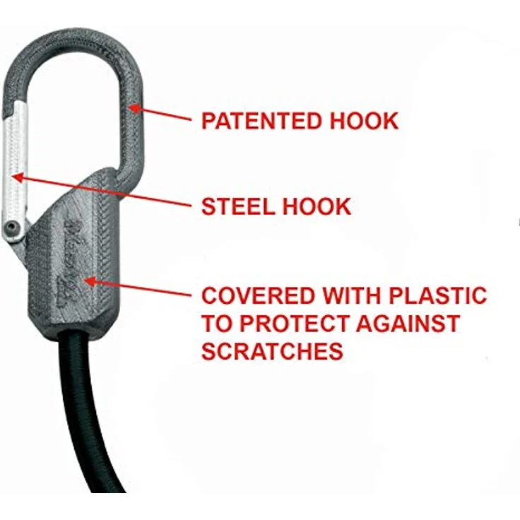 Master Lock 3205EURDAT Gummi-Spannseil mit Karabinerhaken [80 cm langes Spannseil] [Clip-Sicherheitshaken] - Ideal für Camping – Bild 4